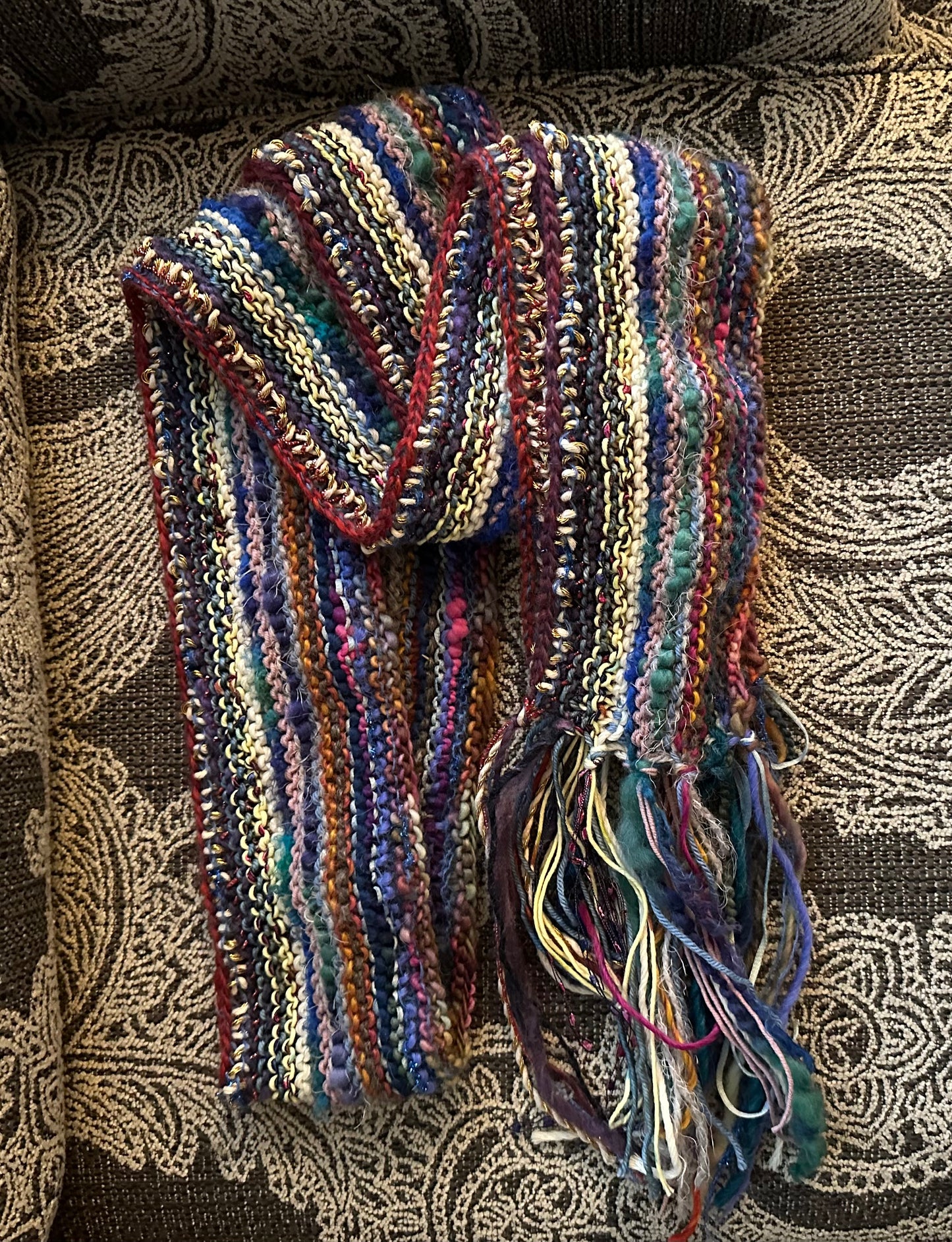 Boho Wanderlust: Handmade Multi-Fabric/ Media Scarf with Fringe